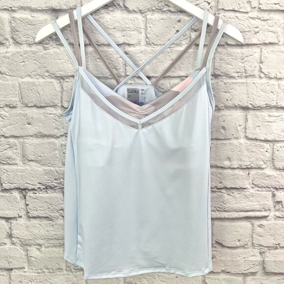 Lucky in Love Womens Size L Undercover Love Camo Over Tank Glace Print Blue NWT - Picture 7 of 16